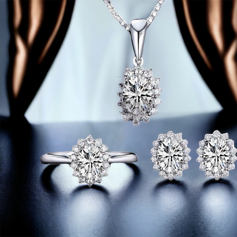 Austrian Crystal Rhinestone Jewelry sets Zircon pendant Necklace Earrings Ring